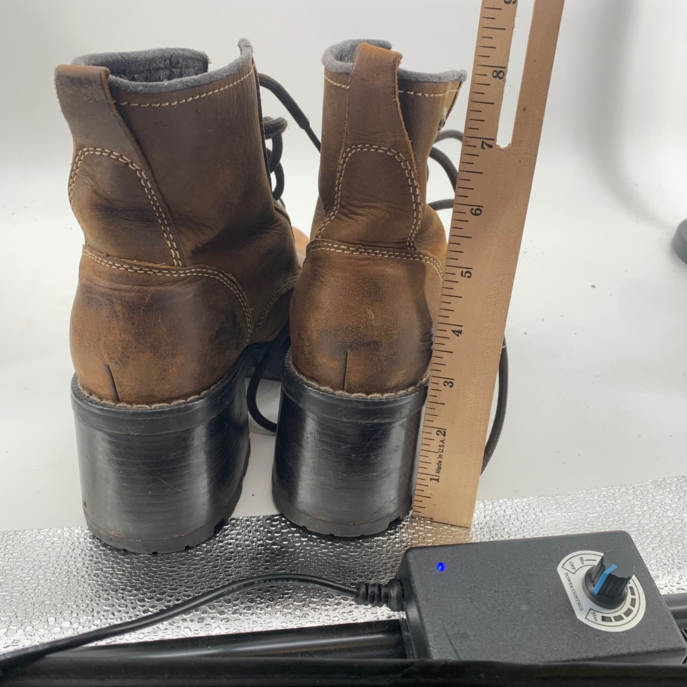 Skechers Vintage y2K Brown Leather Chunky Platform Block Heel Boots size 8 1253 - Picture 7 of 8
